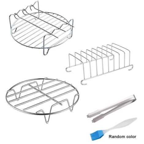 supports de grille en métal de qualité alimentaire pour friteuse à air, double couche, acier inoxydable, neuf - 17,8 cm - 7 pouces (1/5)