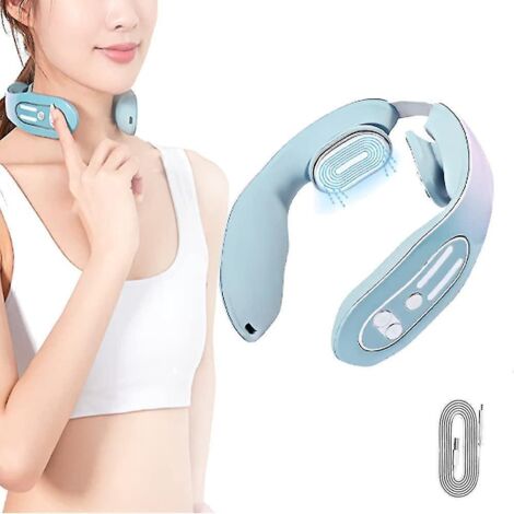 Appareil de massage lymphatique et d'acupuncture cervicale EMS, masseur de cou intelligent avec fonction chauffante, massage par impulsions électriques, 4 modes et 12 niveaux, pour femmes - Sac PE inc (1/5)