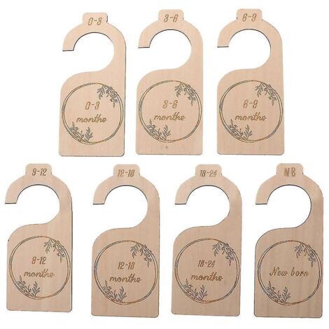 Lot de 7 séparateurs de taille pour armoire de bébé, organisateurs en bois pour armoire de bébé, de la naissance à 24 mois, pour vêtements de bébé à la maison - 3 (1/5)