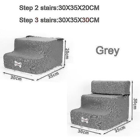 Escalier pour chien antidérapant et amovible à 3 marches pour petits chiens et chats, idéal pour niche, lit pour chien ou autre animal de compagnie. Accessoires pour animaux - 3 ou 2 marches (30 x 35 (1/5)