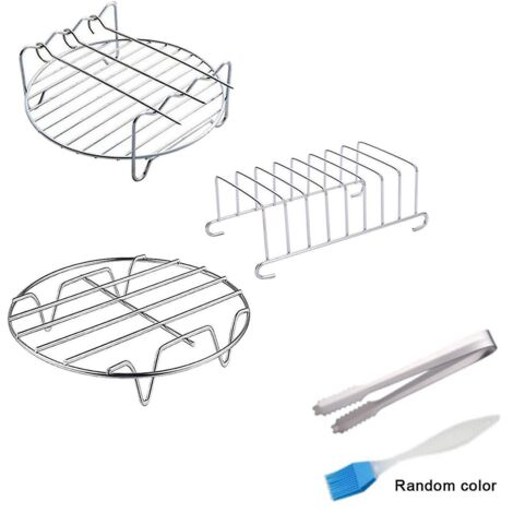 supports de grille en métal de qualité alimentaire pour friteuse à air, double couche, acier inoxydable, neuf - 15 cm - 6 pouces (1/5)