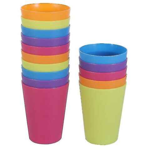 15 gobelets en plastique colorés, réutilisables, pour boissons à la maison, fêtes et autres occasions, 101-200 ml (couleurs assorties). (1/3)