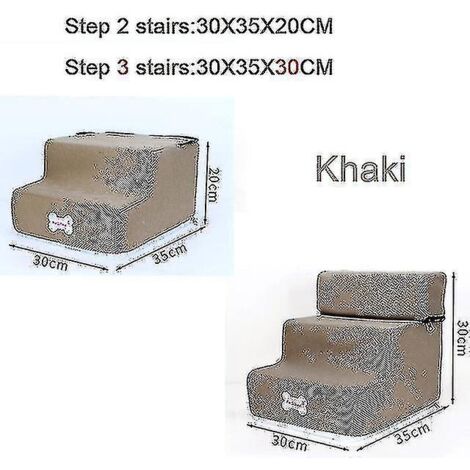 Escalier pour chien antidérapant et amovible à 3 marches pour petits chiens et chats, idéal pour niche, lit pour chien ou autre animal de compagnie. Accessoires pour animaux - 3 marches (30 x 35 x 30 (1/5)