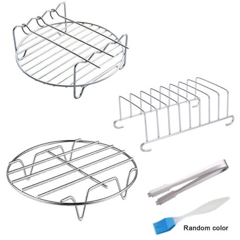 Lot de 3 supports de grille en métal de qualité alimentaire pour friteuse à air chaud, double couche, acier inoxydable, neuf - 20,3 cm - 8 pouces (1/5)