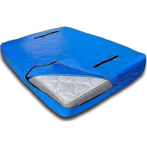 Housse de matelas imperméable en tissu Oxford, housse de matelas portable pour déménagement, bleue - 195 x 146 x 38 cm (1/3)