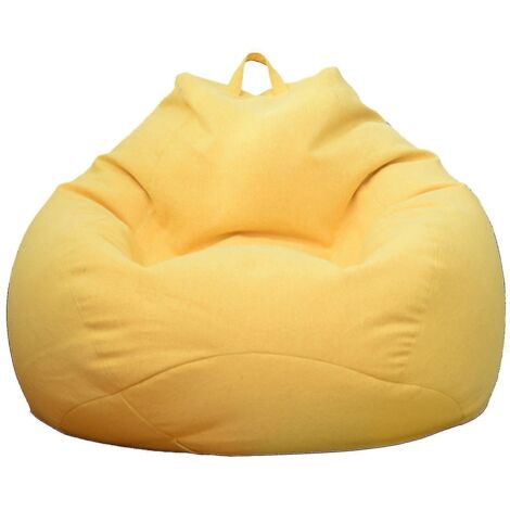 Nouveau pouf extra large, housse de canapé, fauteuil relax d'intérieur pour adultes et enfants, prix promotionnel - 80 x 90 cm - Jaune (1/5)