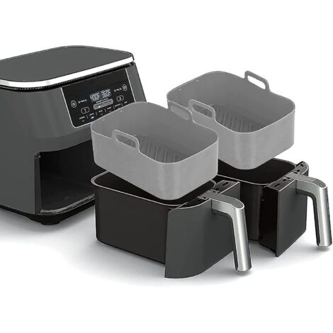 Lot de 2 pots en silicone pour friteuse à air double Ninjas, doublures en silicone pour friteuse à air double, panier en silicone pour friteuse à air, accessoires pour friteuse à air. (1/5)