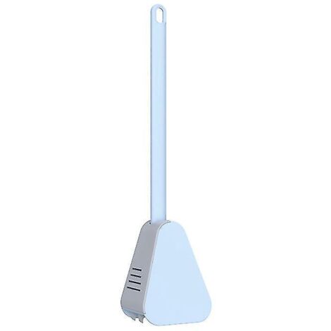 Brosse de toilette en silicone avec support, brosse de nettoyage antidérapante pour cuvette de toilettes, bleue. (1/5)
