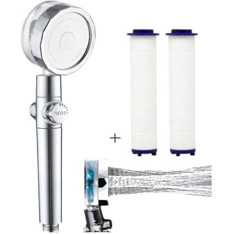 Pommeau de douche haute pression avec filtre, pommeau de douche pour eau dure, pommeau de douche puissant pour basse pression, pommeau de douche turbo spa avec réglage de la pression d'eau (1/5)