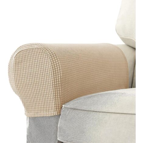 Housses extensibles pour accoudoirs de fauteuils et canapés, couleur beige (1/5)