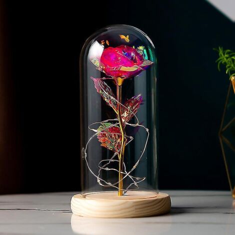 Rose éternelle de La Belle et la Bête, Rose Infinie sous dôme de verre, Lumière LED éternelle, Rose rouge (1/5)