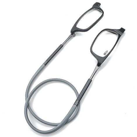Lunettes de lecture haut de gamme à absorption magnétique, à porter autour du cou, style original - Grossissement 3,25 - Gris (1/5)
