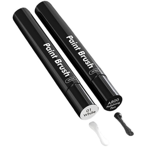 Kit de retouche peinture pour rayures de voiture - Stylo applicateur pinceau - 2 pièces - Blanc (1/5)