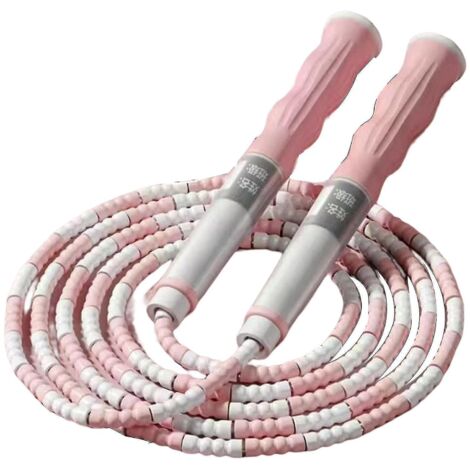 Corde à sauter en acier réglable, lestée et à perles, pour enfants, femmes et hommes (rose) (1/5)