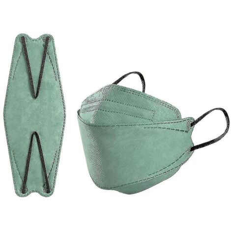 Lot de 50 masques KN95 pour adultes, style poisson, Morandi, FFP2, 4 couches, vert clair.