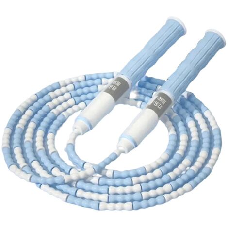 Corde à sauter en acier réglable, lestée et à perles, pour enfants, femmes et hommes (bleue) (1/5)
