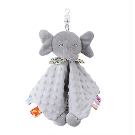 Peluche bébé nouveau-né, couverture doudou animal mignon, lapin, éléphant, serviette apaisante, éléphant gris (1/4)
