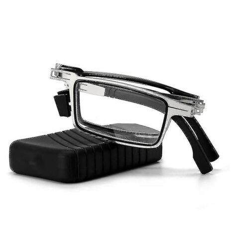 Lunettes de lecture pliables portables pour hommes, monture ronde carrée en métal, anti-lumière bleue, pour presbytie, correction dioptrique +1,0 à +4,0 - 250 - argentées carrées (1/5)