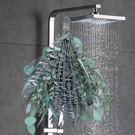 Bouquet de fleurs d'eucalyptus et de lavande mélangés pour la douche, feuilles d'eucalyptus fraîches et naturelles, plante de douche, décoration pour la salle de bain et la maison (1/4)