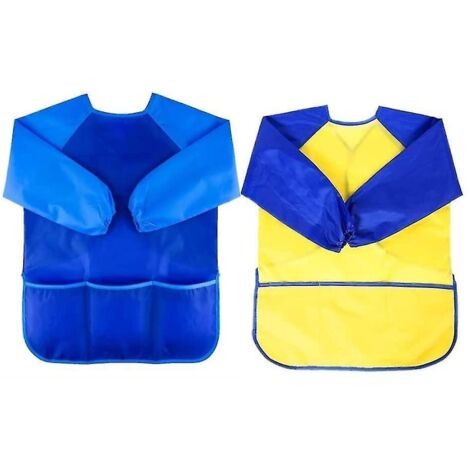 Lot de 2 tabliers de peinture pour enfants, blouses de peinture, tabliers de loisirs créatifs bleus (1/5)