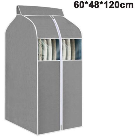 Housse à vêtements suspendue, organisateur de rangement, protection anti-poussière - Gris 60 x 48 x 120 cm (1/5)