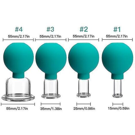 Kit de massage par ventouses pour le visage et le corps, thérapie par ventouses anti-cellulite, brûleur de graisse, lifting de la peau, Gua Sha, amincissement et beauté, ventouses vertes, 4 pièces (1/5)