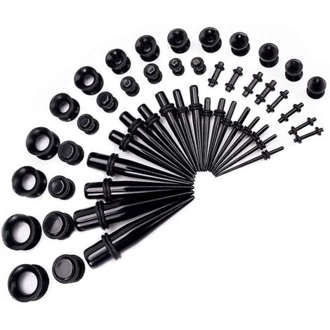 Kit d'étirement des oreilles (50 pièces) : écarteurs, plugs et tunnels en silicone. (1/5)