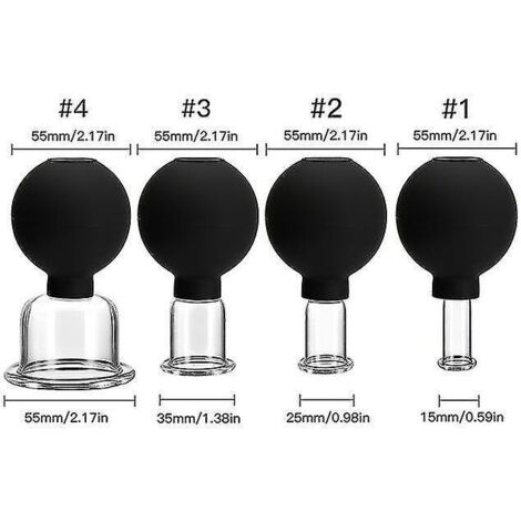 Kit de massage par ventouses pour le visage et le corps : thérapie par ventouses anti-cellulite, brûleur de graisse, lifting de la peau, Gua Sha, amincissement et beauté. Ventouses noires. (1/5)