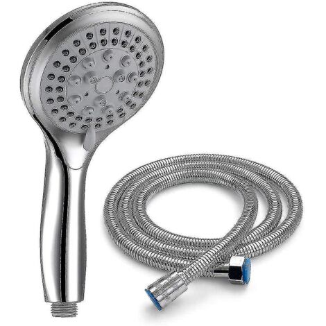 Pommeau de douche avec flexible de 1,5 m, 5 jets, douchette chromée et flexible haute pression pour salle de bain Qxuan (1/5)