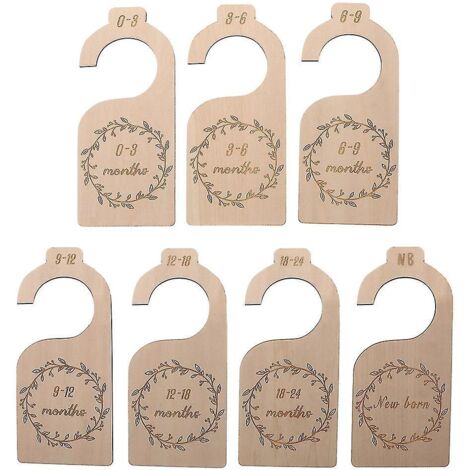 Lot de 7 séparateurs de taille pour placard de bébé, organisateurs en bois pour placard de bébé, de la naissance à 24 mois, pour vêtements de bébé à la maison - 1 (1/5)