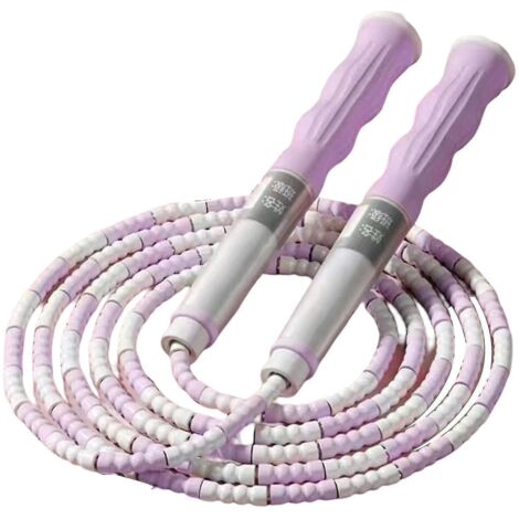 Corde à sauter en acier réglable, lourde et à perles, pour enfants, femmes et hommes, idéale pour le fitness (violette) (1/5)