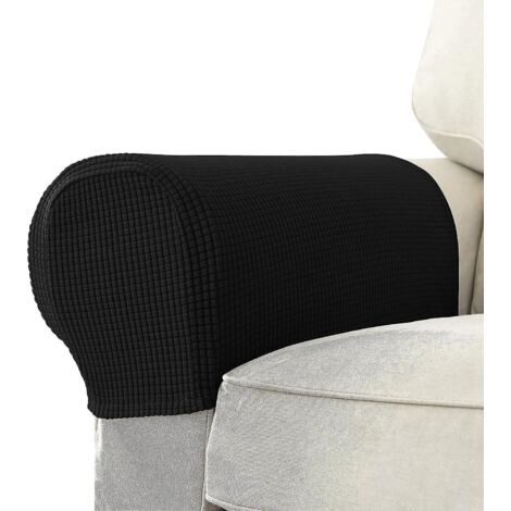 Housses extensibles pour accoudoirs de fauteuils et canapés, noires (1/5)