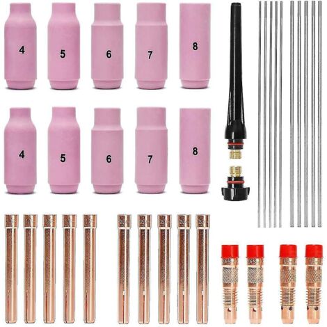 Kit d'accessoires de soudage TIG, manchons adaptateurs + boîtier + buses en céramique + électrodes en tungstène pour -26 (1/5)