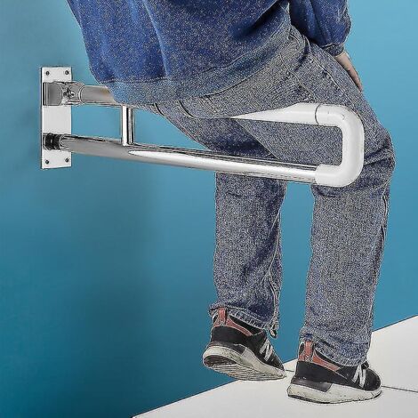 Barre d'appui de toilette pliable, pour salle de bain, antidérapante, pour personnes handicapées et personnes âgées, aide à la douche, plaque en acier de 6 mm, 60 cm, jaune (1/3)