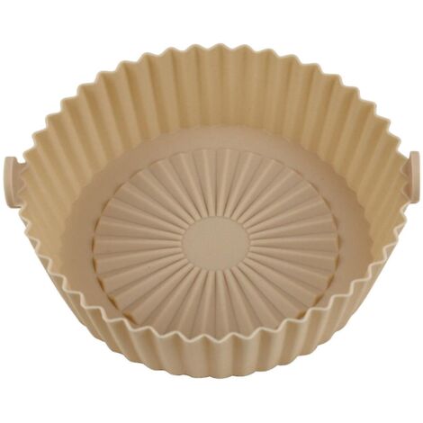 Marmite en silicone réutilisable pour friteuse à air, panier de cuisson antiadhésif résistant à la chaleur - Taille S - Jaune (1/4)