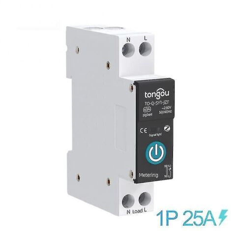 Disjoncteur intelligent Tuya Zigbee avec compteur 1P 63A sur rail DIN 25A avec compteur (1/5)