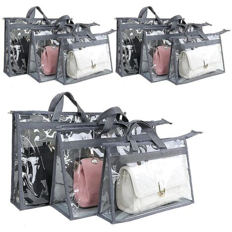 Lot de 9 sacs à poussière pour sacs à main, rangement transparent pour sacs à main, organisateur de rangement pour placard, sac à main (1/5)
