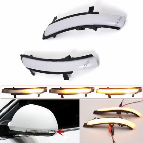 Lot de 2 clignotants LED dynamiques pour Skoda Octavia 2009-2013 et Superb 2008-2014, avec fonction séquentielle. Couleur : blanc laiteux. (1/5)