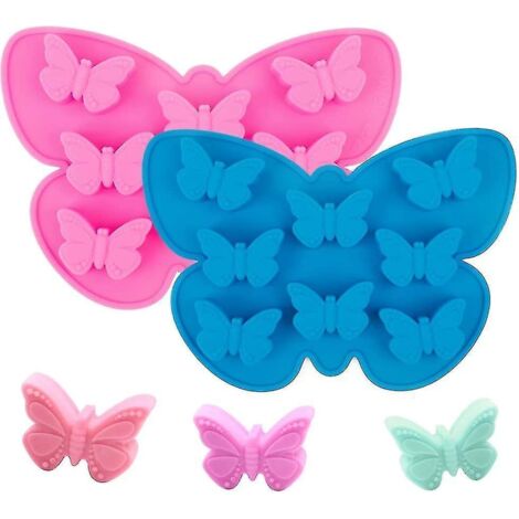 Lot de 2 moules papillon en silicone, moules à glaçons papillon, moules à cire fondue, moules à chocolat et bonbons, moules antiadhésifs pour la pâtisserie. (1/5)