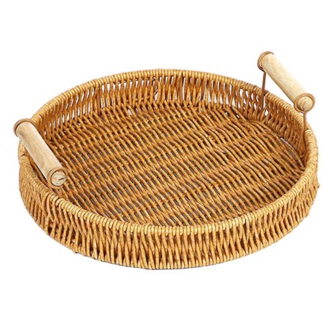 Meilleure corbeille à fruits avec double poignée, corbeille à légumes et pain de style japonais, grande capacité, panier de rangement de bureau rond tissé à la main - M (1/3)