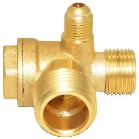 Clapet anti-retour pour compresseur d'air à filetage mâle en laiton 3 voies Central Pneumatic G1/2" x G3/8" x G1/8" (1/5)