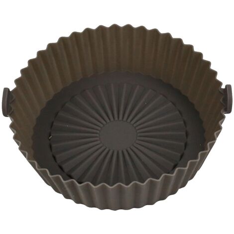 Marmite en silicone réutilisable pour friteuse à air, panier de cuisson antiadhésif résistant à la chaleur - Taille S - Gris (1/4)