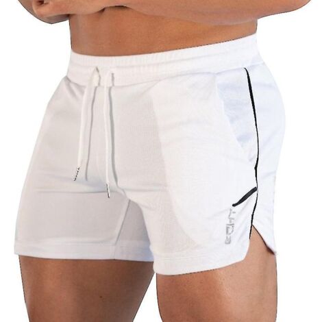 Short de sport homme, pantalon de fitness, jogging, survêtement, taille M, blanc (1/3)