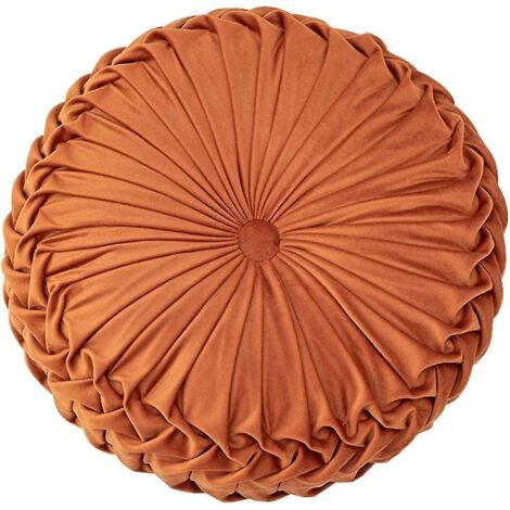 Coussin décoratif rond en velours 3D en forme de citrouille pour canapé (1/5)