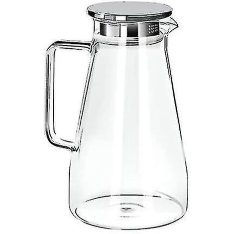 Carafe en verre épais résistant à la chaleur avec couvercle en acier inoxydable et poignée ergonomique. Idéale pour l'eau, le thé, les jus, le vin, la limonade et autres boissons. Contenance : 1500 ml (1/4)