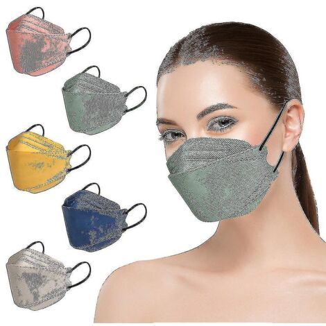 Lot de 50 masques KN95, masques de protection pour adultes Morandi FFP2, masques de protection à 4 couches KF94, jaunes (1/5)