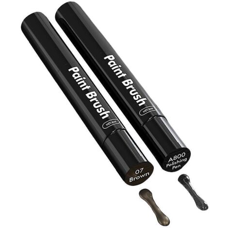 Kit de retouche peinture pour rayures de voiture - Stylo applicateur pinceau - Lot de 2 - Marron (1/5)