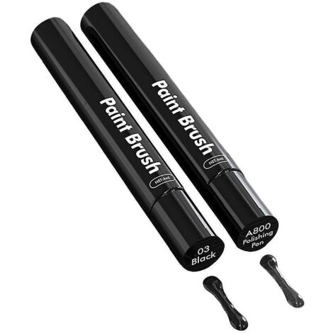 Kit de retouche peinture pour rayures de voiture - Stylo applicateur pinceau - 2 pièces - Noir (1/5)