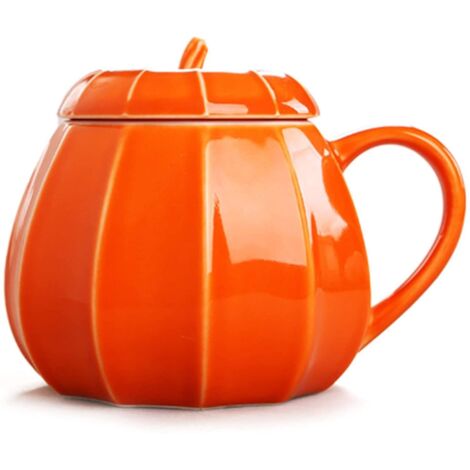 Mug citrouille avec couvercle, tasse à café d'automne, décoration automnale, tasse en céramique originale et mignonne (1/5)