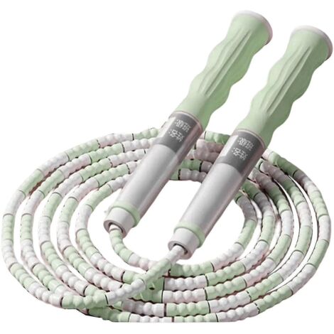 Corde à sauter en acier réglable, lestée et à perles, pour enfants, femmes et hommes (verte) (1/5)